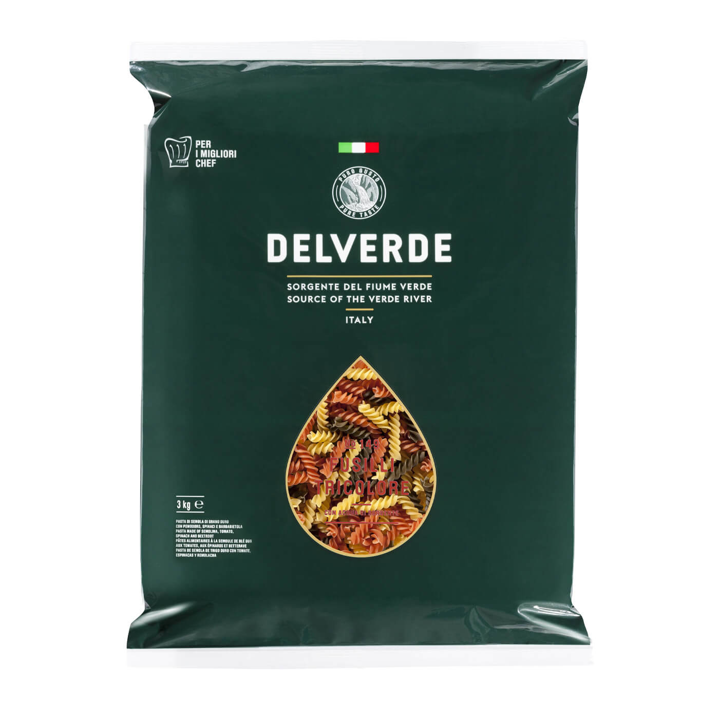 Delverde Tricolor fusilli Pasta 5 Lbs - Best before food