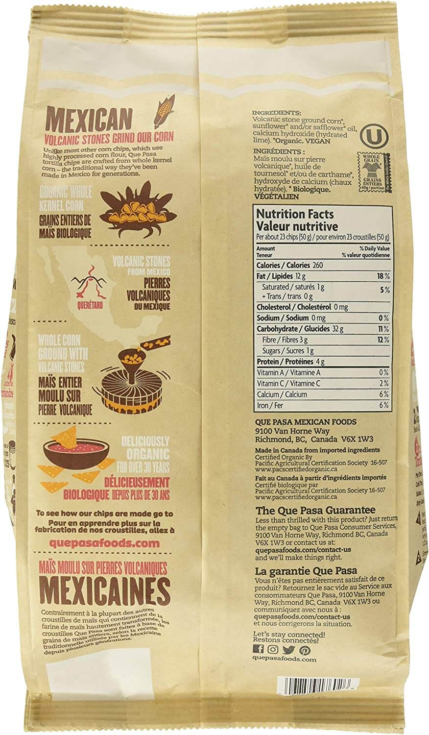 QUE PASA Unsalted Tortilla Chips, 350g - Best before food