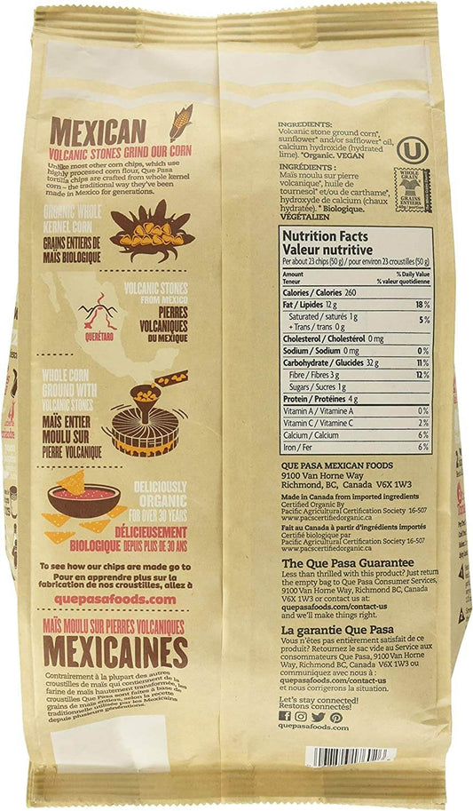 QUE PASA Unsalted Tortilla Chips, 350g - Best before food