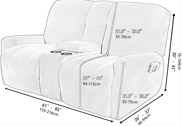 2 Seat Recliner Cover with Cup Holders Soft Non Slip 12 Colors - Image 4
