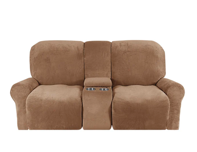 2 Seat Recliner Cover with Cup Holders Soft Non Slip 12 Colors - Image 6