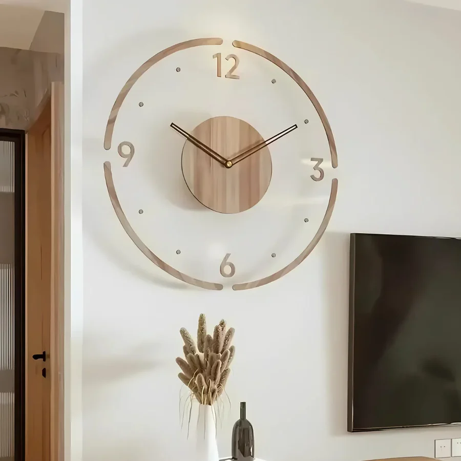 Nordic Silent Wooden Wall Clock - Image 2