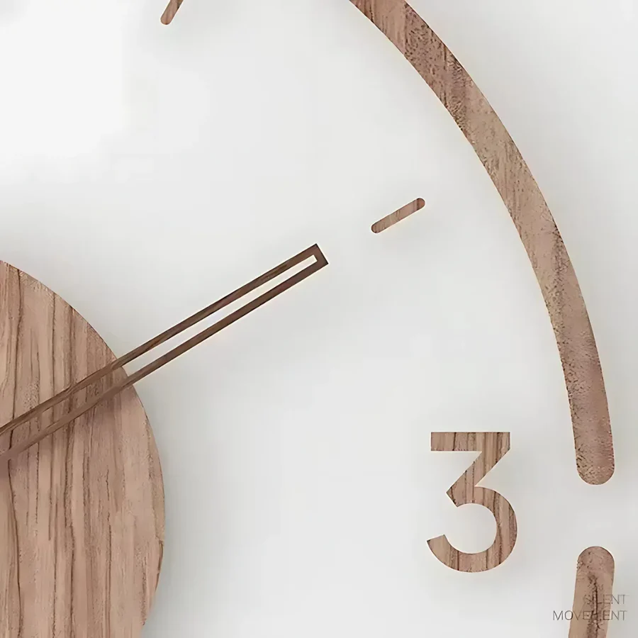 Nordic Silent Wooden Wall Clock - Image 3