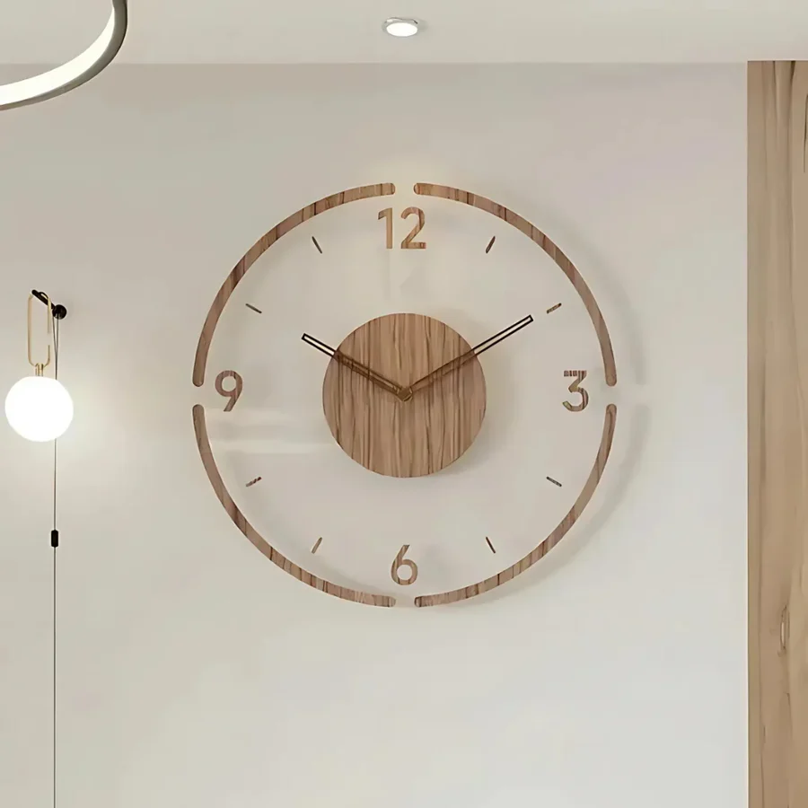Nordic Silent Wooden Wall Clock - Image 4