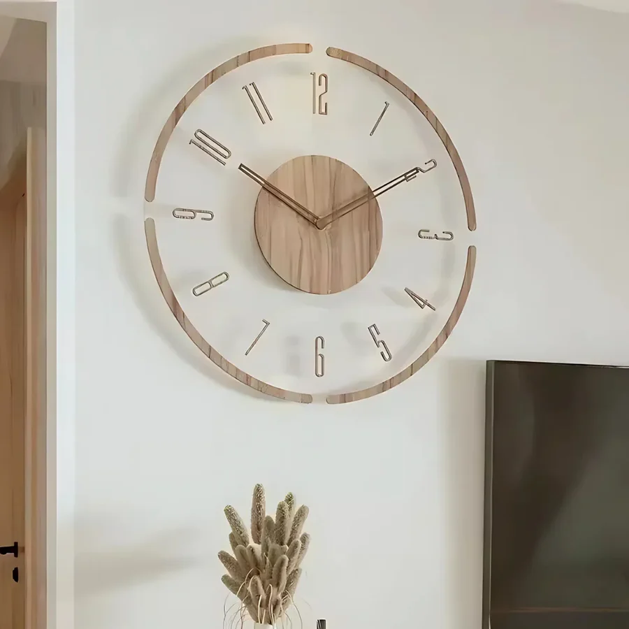 Nordic Silent Wooden Wall Clock - Image 6