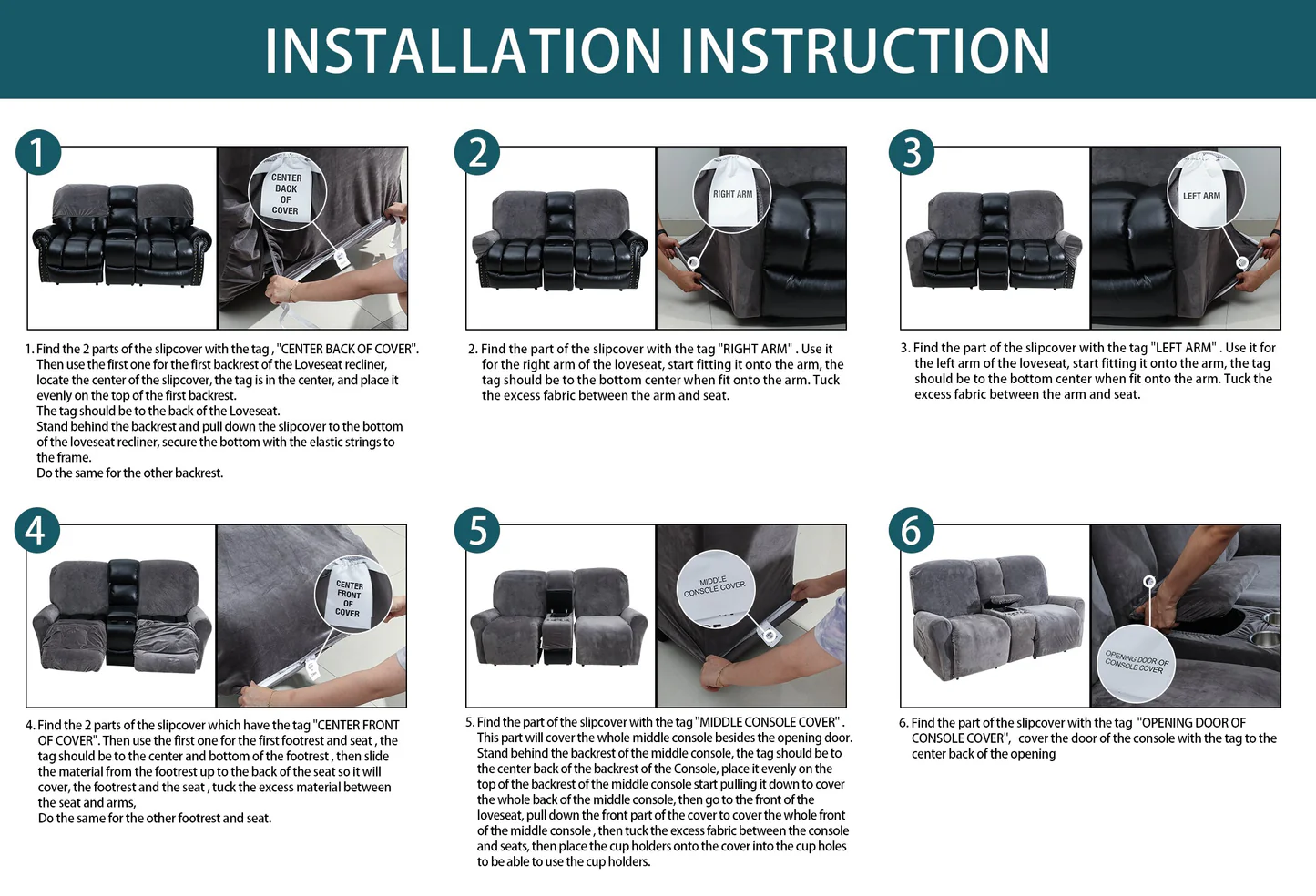 2 Seat Recliner Cover with Cup Holders Soft Non Slip 12 Colors - Image 7