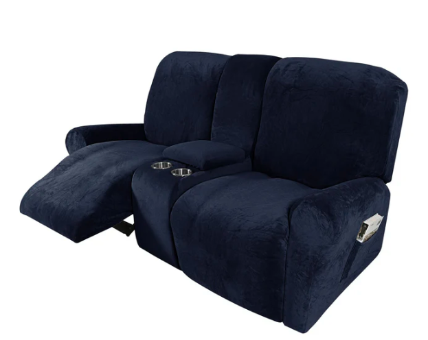 2 Seat Recliner Cover with Cup Holders Soft Non Slip 12 Colors - Image 13