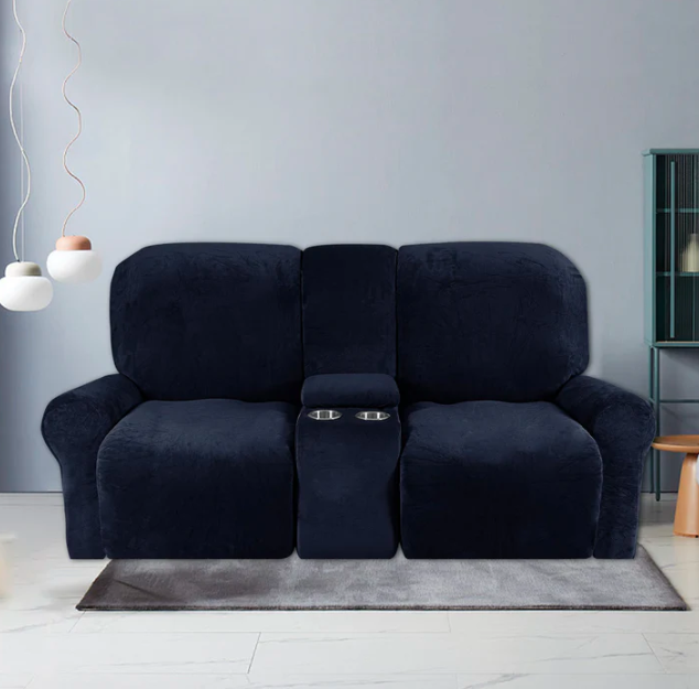 2 Seat Recliner Cover with Cup Holders Soft Non Slip 12 Colors - Image 14